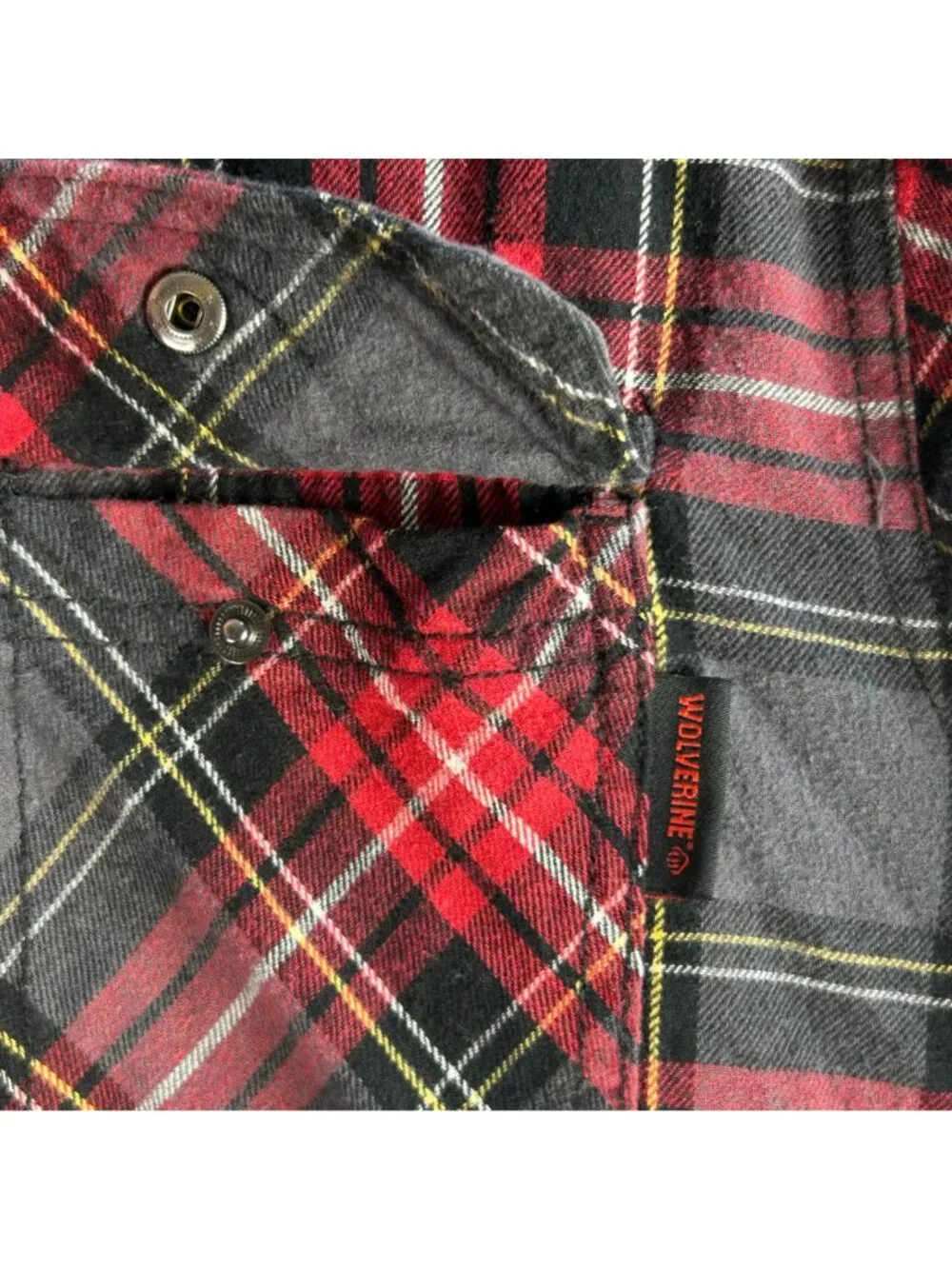 Wolverine Red & Black Plaid Shacket Mens XL Sherpa Lined Flannel Zip Work Wear